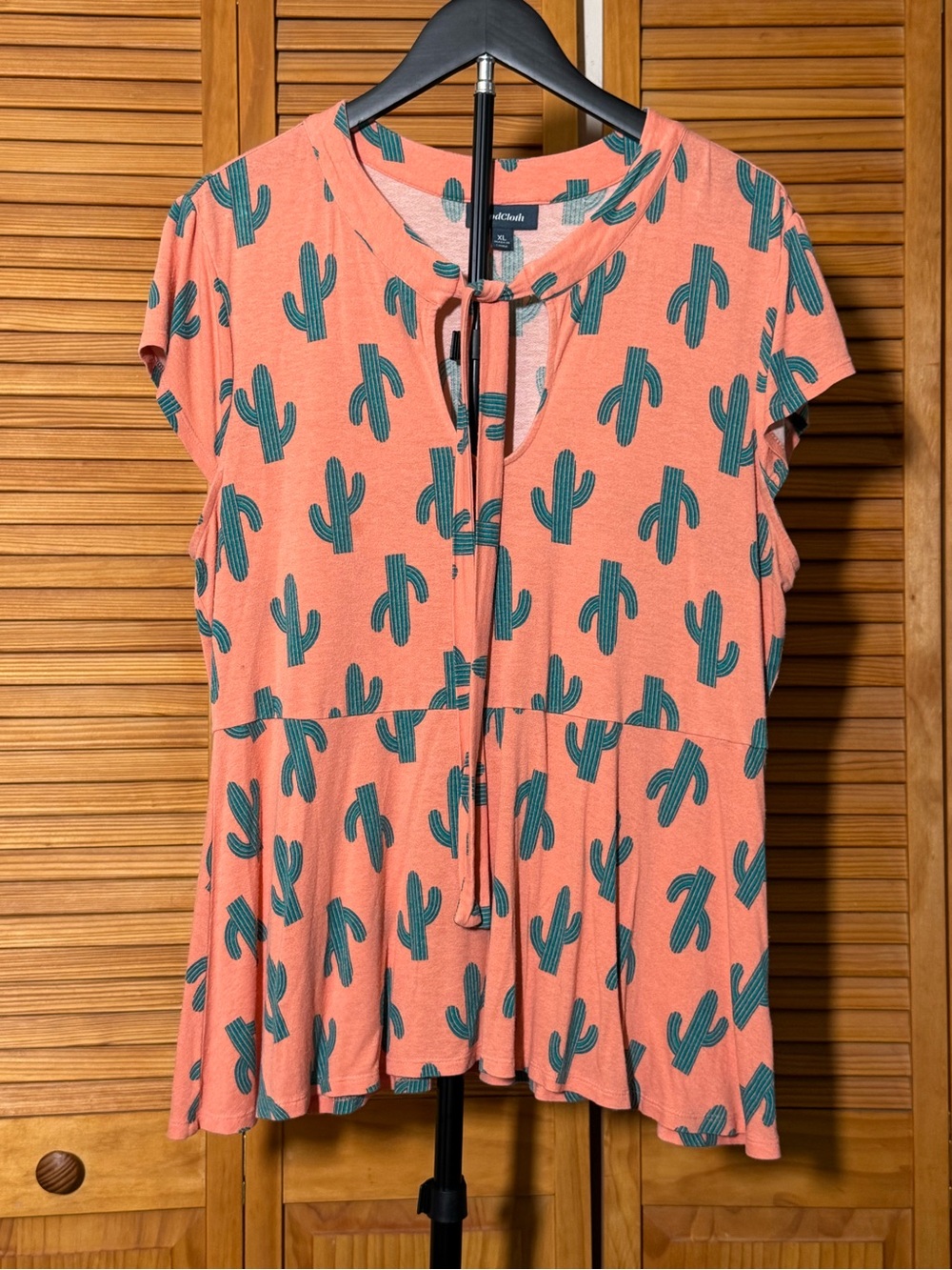 Modcloth Coral Tunic with Green Cactus Print